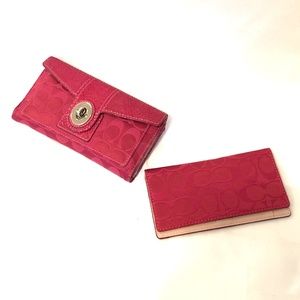 Pink Monogram Coach Wallet card+Check holder
